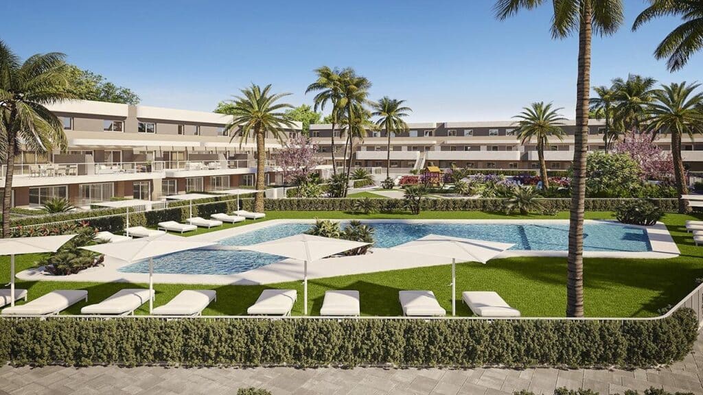 Gemeenschappelijk zwembad van in Monforte Del Cid in Spanje, gelegen aan de  Costa Blanca-Zuid