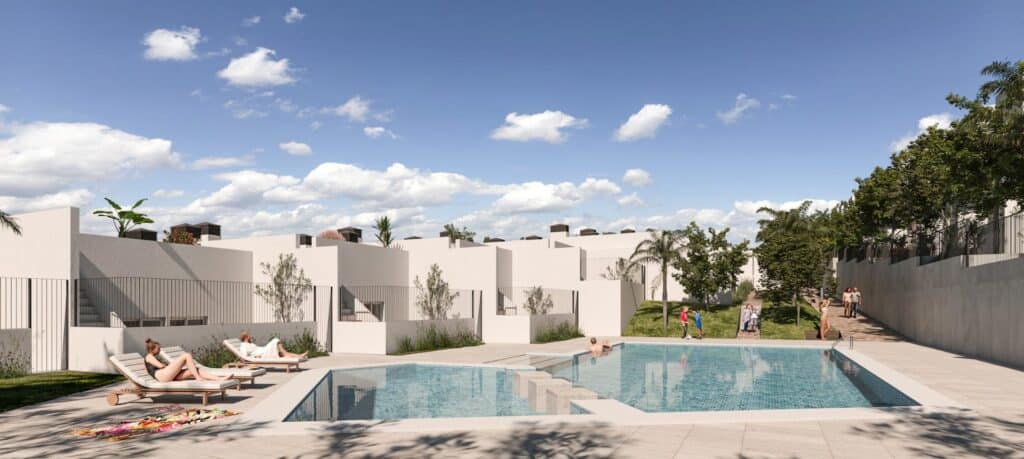 Gemeenschappelijk zwembad van in Monforte Del Cid in Spanje, gelegen aan de  Costa Blanca-Zuid