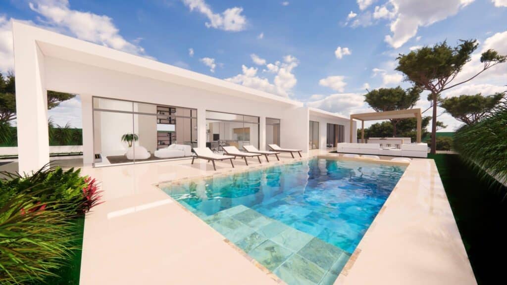 Terras en zwembad van in Pilar De La Horadada in Spanje, gelegen aan de  Costa Blanca-Zuid