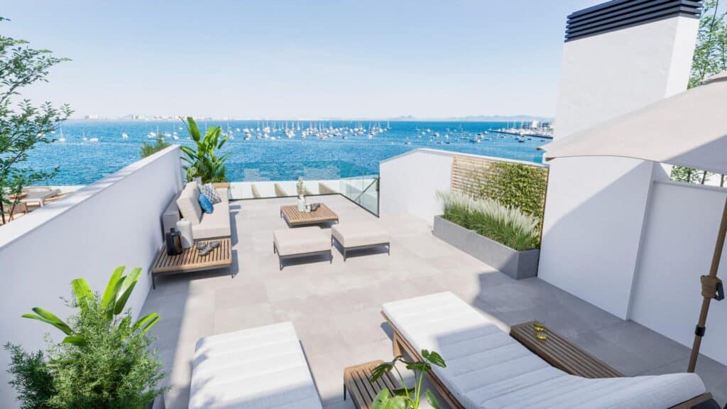 Solarium en vooraanzicht van in San Pedro Del Pinatar in Spanje, gelegen aan de  Costa Cálida