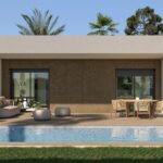 Terras en zwembad van nieuwbouw villa in Hondon De Las Nieves in Spanje, gelegen aan de  Costa Blanca-Zuid