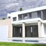 Zwembad en vooraanzicht van nieuwbouw villa in Torrevieja in Spanje, gelegen aan de  Costa Blanca-Zuid