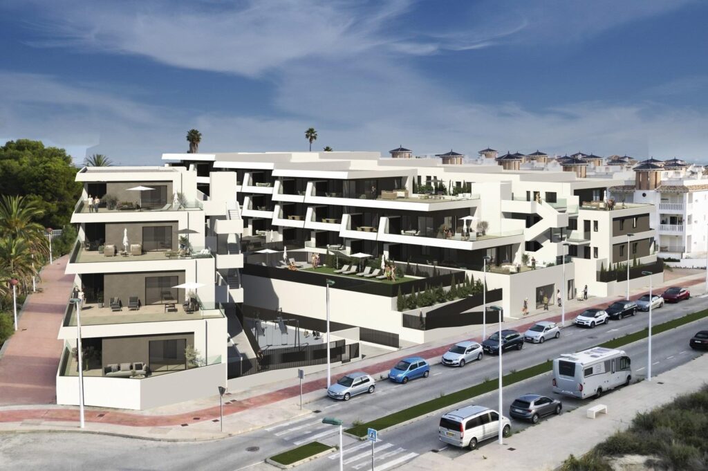 Luchtfoto van nieuwbouw appartement in La Marina (03194) in Spanje, gelegen aan de  Costa Blanca-Zuid