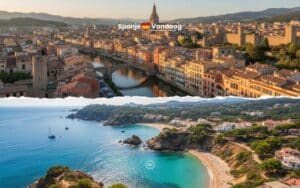 Luchtfoto's van de Costa Brava en de stad Girona