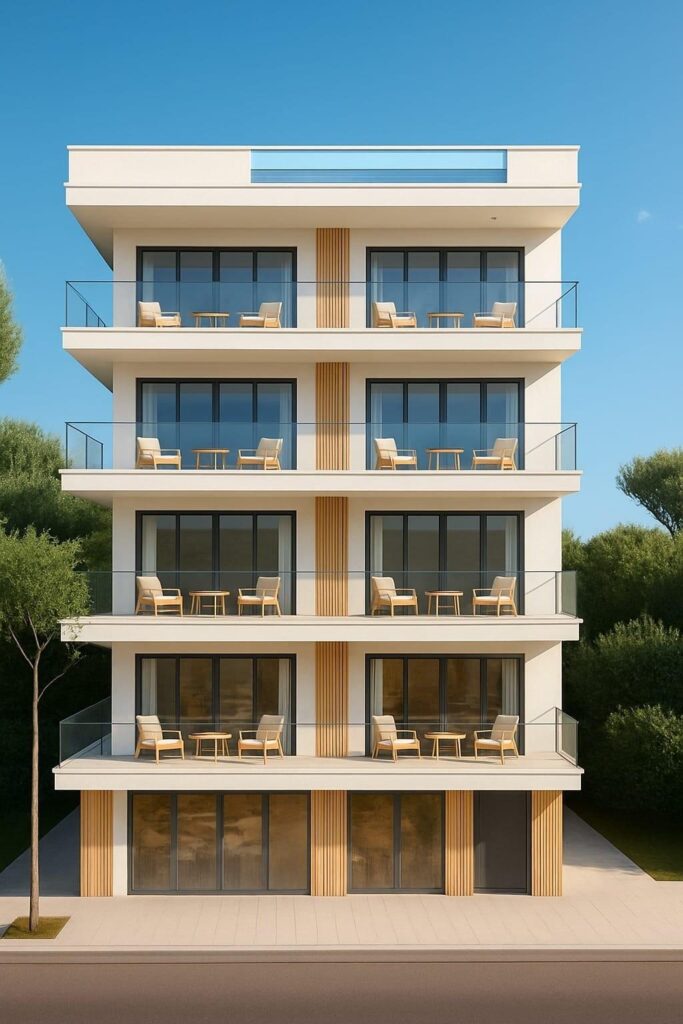 Vooraanzicht van nieuwbouw appartement in San Pedro Del Pinatar in Spanje, gelegen aan de  Costa Cálida