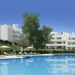 Gemeenschappelijk zwembad van in Mijas Costa in Spanje, gelegen aan de  Costa del Sol-Centro