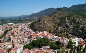 Luchtfoto van Moixent in de provincie Valencia