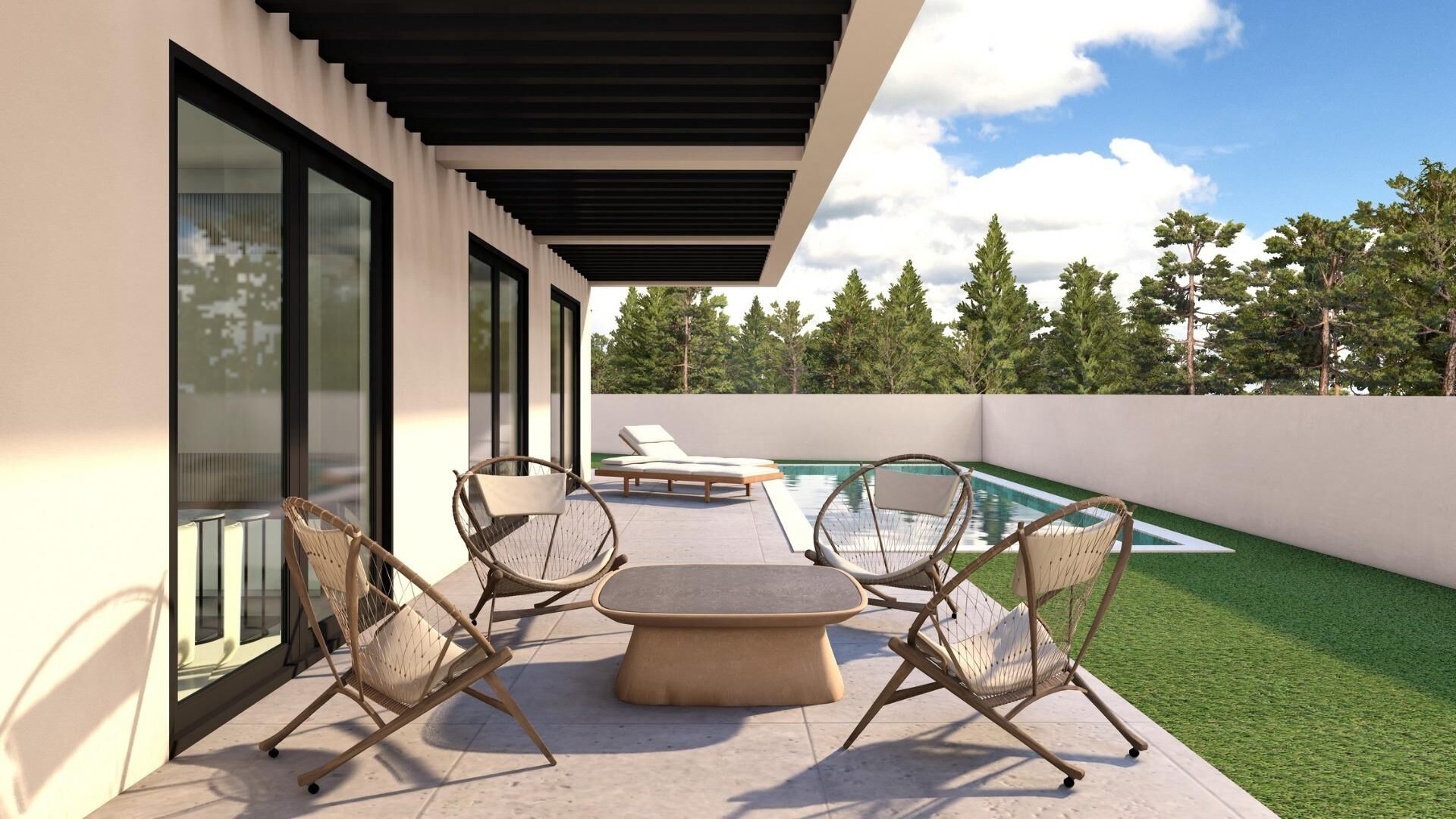 Terras en zwembad van in Finestrat in Spanje, gelegen aan de  Costa Blanca-Noord