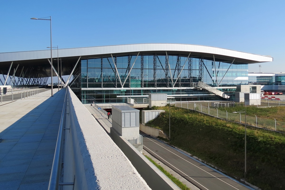 Zicht op de luchthaven van Santiago de Compostela