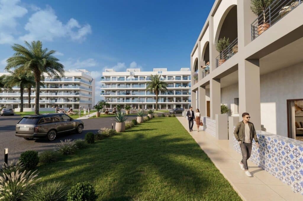 Gemeenschappelijke tuin van in Guardamar Del Segura in Spanje, gelegen aan de  Costa Blanca-Zuid