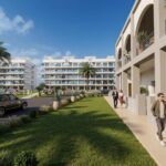 Gemeenschappelijke tuin van in Guardamar Del Segura in Spanje, gelegen aan de  Costa Blanca-Zuid