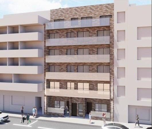 Vooraanzicht van nieuwbouw appartement in Torrevieja in Spanje, gelegen aan de  Costa Blanca-Zuid
