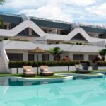 Gemeenschappelijk zwembad van nieuwbouw appartement in Alfaz del Pi in Spanje, gelegen aan de  Costa Blanca-Noord