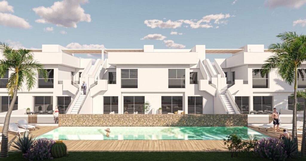 Vooraanzicht van nieuwbouw appartement in Pilar De La Horadada in Spanje, gelegen aan de  Costa Blanca-Zuid