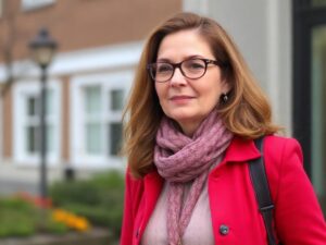 Vrouwelijke vastgoedmakelaar voor een woning