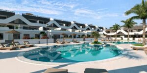 Nieuwbouw Project in Alfaz del Pi in Spanje, gelegen aan de Costa Blanca-Noord Gemeenschappelijk zwembad van in Alfaz del Pi in Spanje, gelegen aan de Costa Blanca-Noord