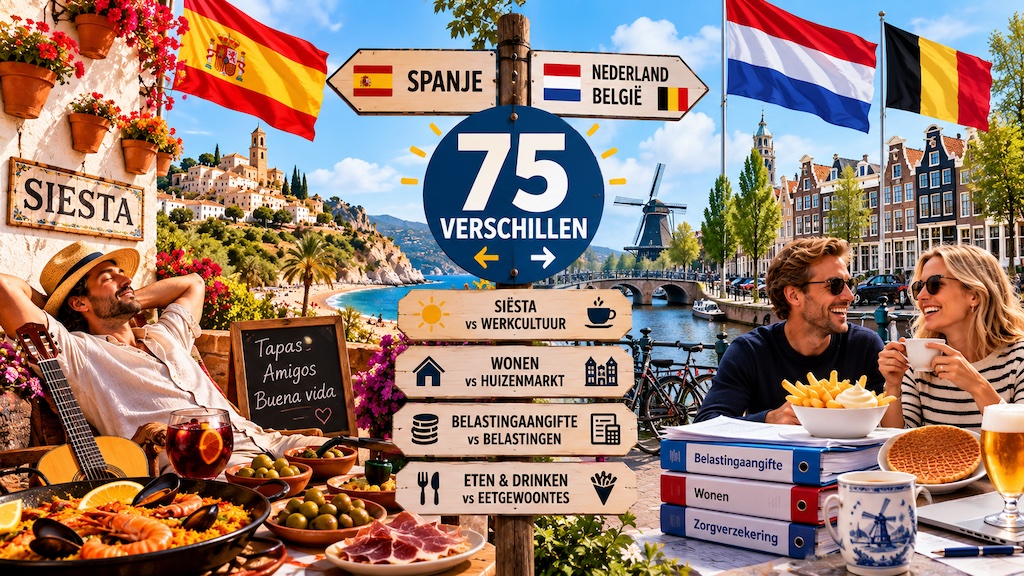 Verschillen tussen Spanje en België/Nederland visueel voorgesteld