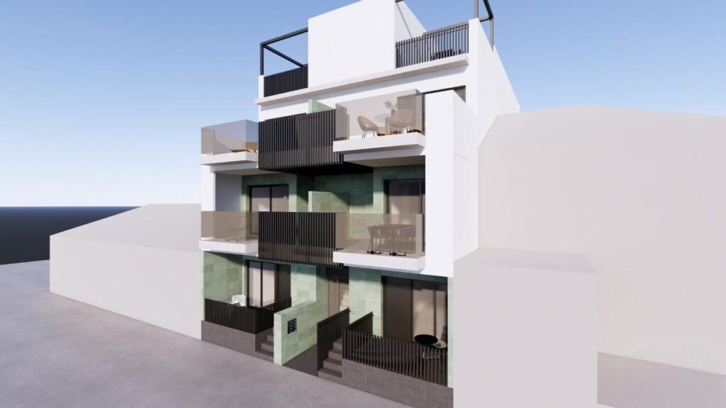 Vooraanzicht van nieuwbouw appartement in Pilar De La Horadada in Spanje, gelegen aan de  Costa Blanca-Zuid