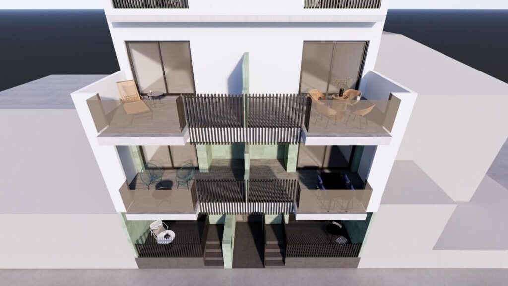 Vooraanzicht van nieuwbouw appartement in Pilar De La Horadada in Spanje, gelegen aan de  Costa Blanca-Zuid