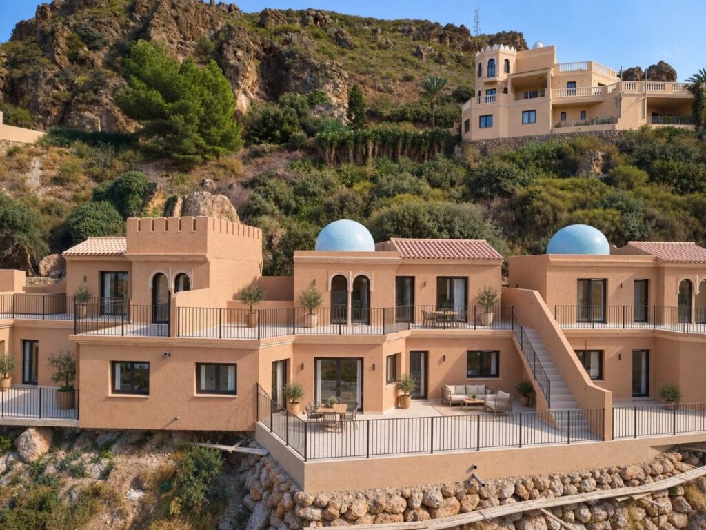 Luchtfoto van nieuwbouw huis in Turre in Spanje, gelegen aan de  Costa de Almería