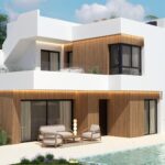 Vooraanzicht van nieuwbouw villa in Orihuela in Spanje, gelegen aan de  Costa Blanca-Zuid