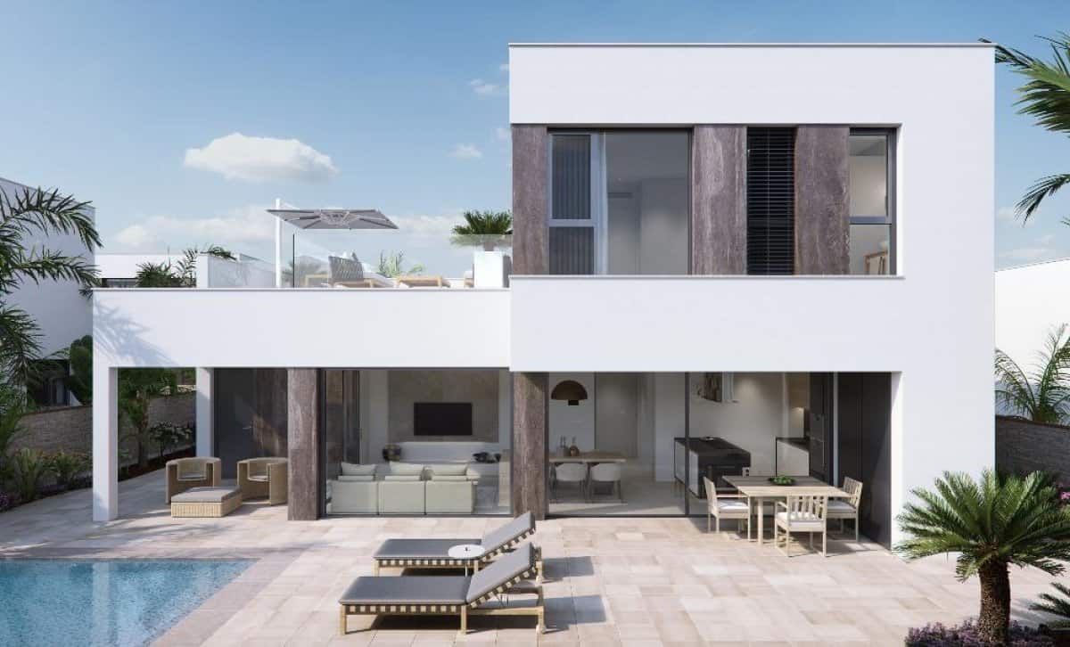 Vooraanzicht Nieuwbouw Villa Te koop in Pilar De La Horadada in Spanje, gelegen aan de Costa Blanca-Zuid